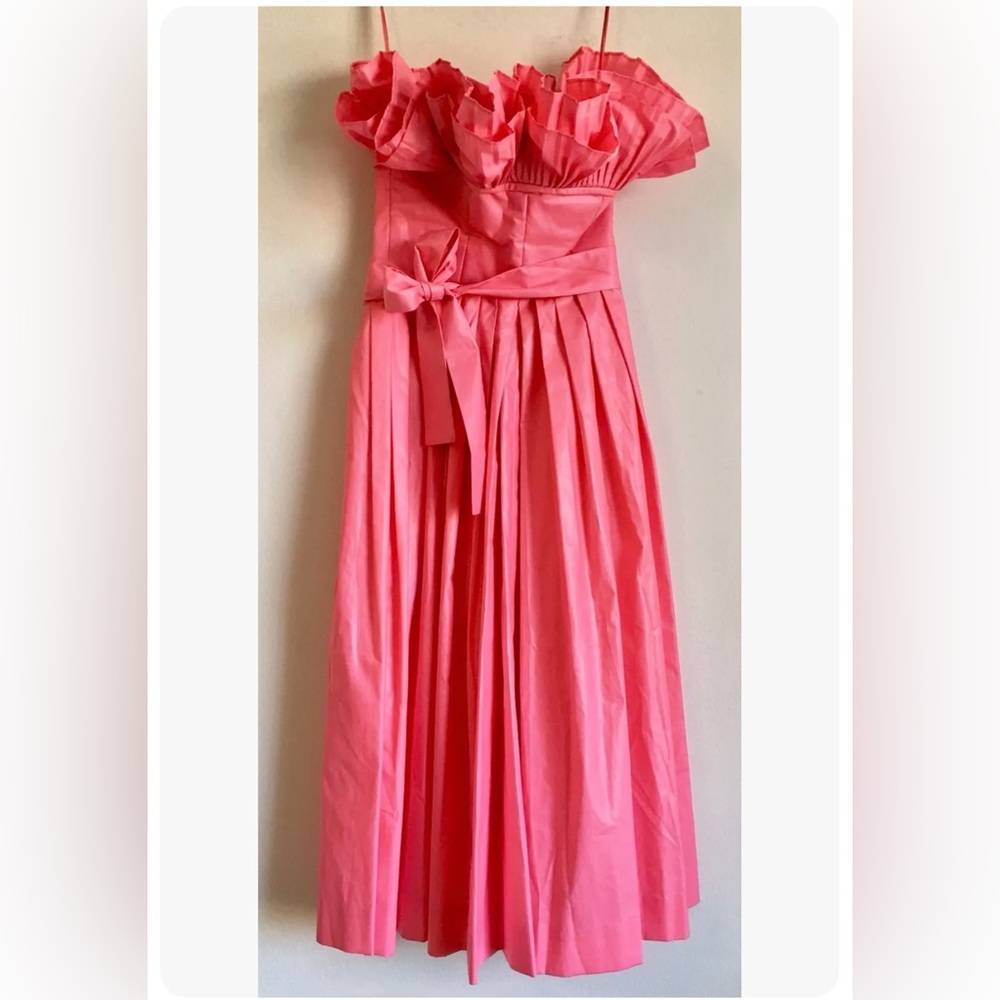 Vintage 1980s Victor Costa Barbie pink glazed cotton party dress